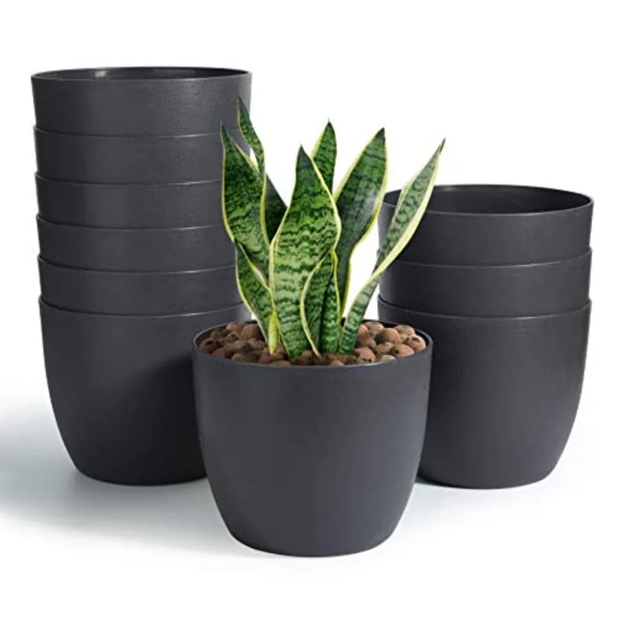 Set di 10 Vasi Autoirriganti in Plastica da 6 Pollici, Vasi Moderni Decorativi per Piante e Fiori, per Interni ed Esterni