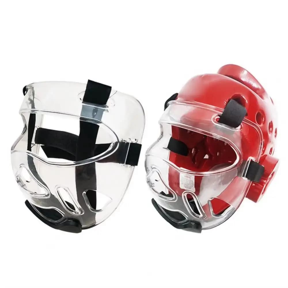 Visiera per Taekwondo traspirante Maschera per Taekwondo antigraffio staccabile Maschera trasparente Casco Taekwondo leggero