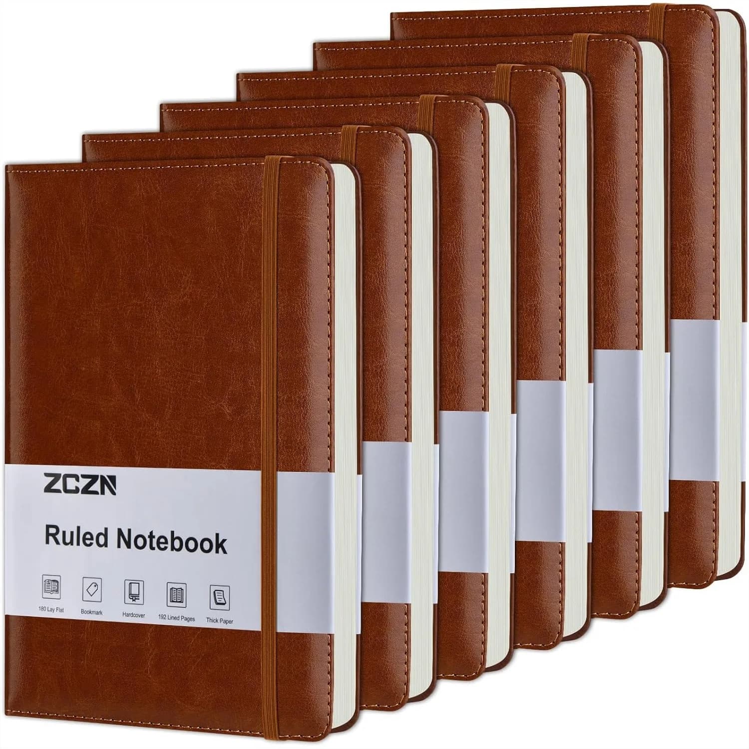 A5 Lined Journal Notebooks for Work with 192 Pages, Hardcover Leather Writing Diary for Travel, School & Office, 5.5x8.3 in