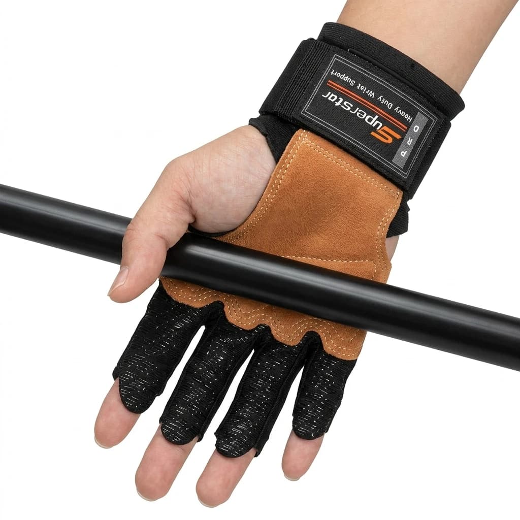Professional Workout Gloves Anti-Slip Grip for Gym Training Cowhide Leather Half Finger Weightlifting Gear Men Women