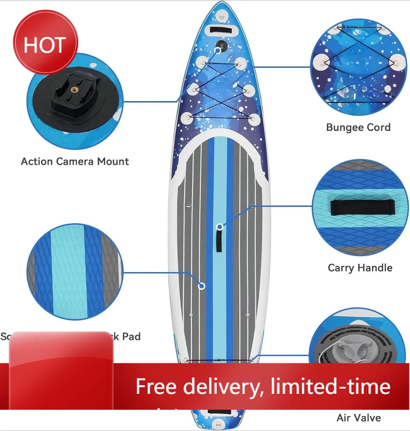 Tavola da Stand Up Paddle Gonfiabile con Sedile Kayak, SUP Antiscivolo con Kayak Premium, Barca Portatile