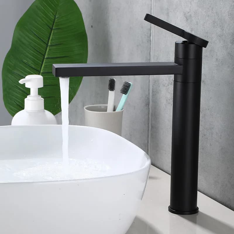 Rubinetto Nero per Bagno in Ottone Massiccio, Miscelatore Lavabo Oro per Acqua Calda e Fredda, Rubinetto da Appoggio per Lavabo