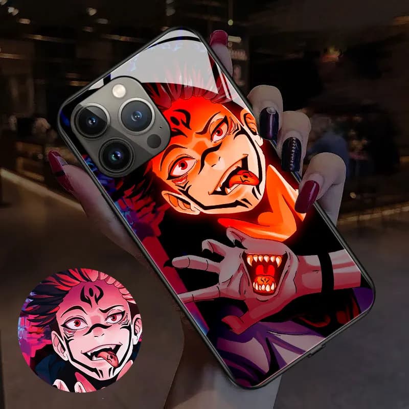 Anime Smart Luminous Phone Case For Samsung S23 S22 Ultra S21 Plus S20FE A73 A53 A33 A72 A52 A32 Note20 Ultra Note10 Hot Blood