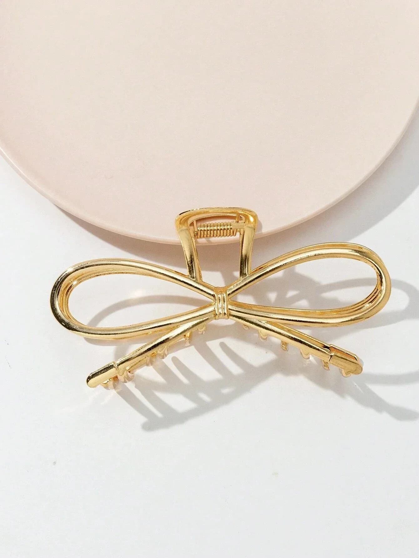 Fermaglio per capelli con fiocco dorato per donna, accessorio per capelli casual alla moda