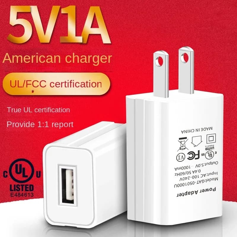 Adattatore USA 5V 2A 1A Spina UL a ricarica rapida Una porta USB Caricatore da muro per ricarica telefono Viaggio negli Stati Uniti Giappone Tailandia Canada Colombia