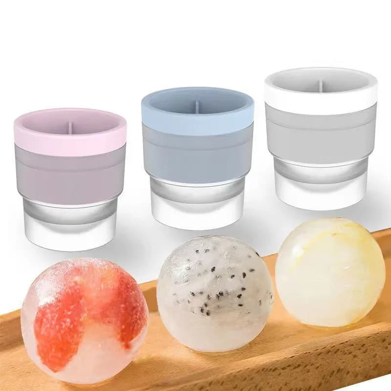 Stampo per Sfere di Ghiaccio in Silicone di Grado Alimentare, Riutilizzabile, Facile da Sformare, Impilabile, per Cocktail, Whisky, Bevande, Bar Domestico