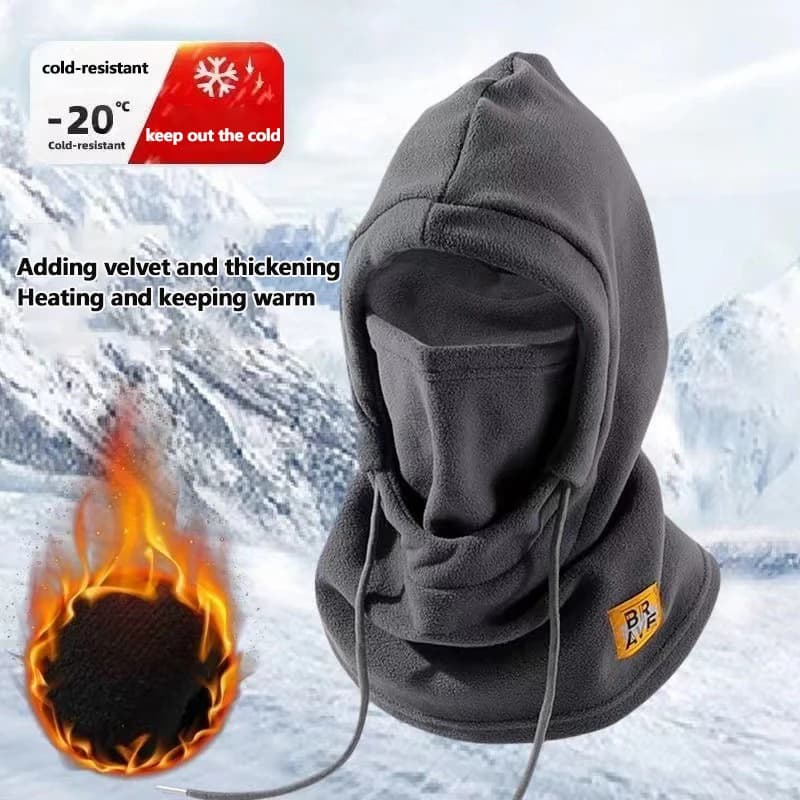 Cappello invernale caldo con cappuccio Antivento in pile polare ispessito Sci Ciclismo Copri collo Maschera Uomo Donna Copricapo termico per sport all'aria aperta