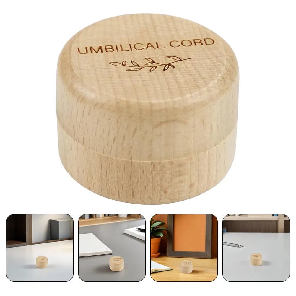 Wooden Box for Corda Ombelicale, Container Compact Sealed, Rustic Decorative for Preserving Corda, Hair, Denti