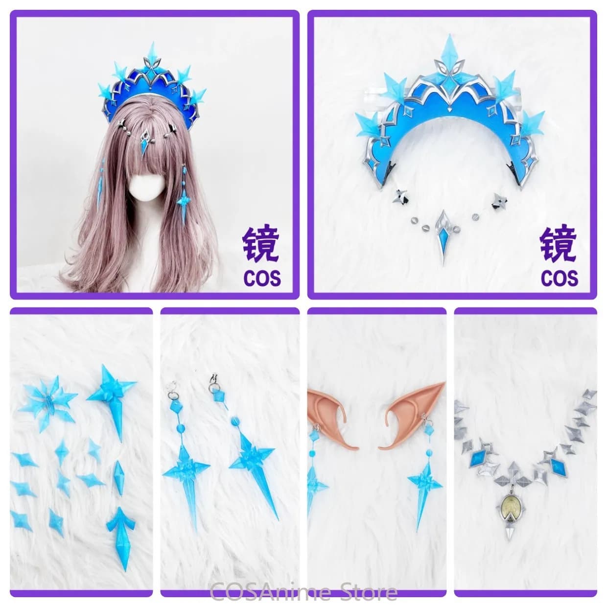 Genshin Impact Anastasia Snezhnaya Tsaritsa Anime Game Cosplay Crown Necklace Earrings Full Set Halloween Roly Play Props
