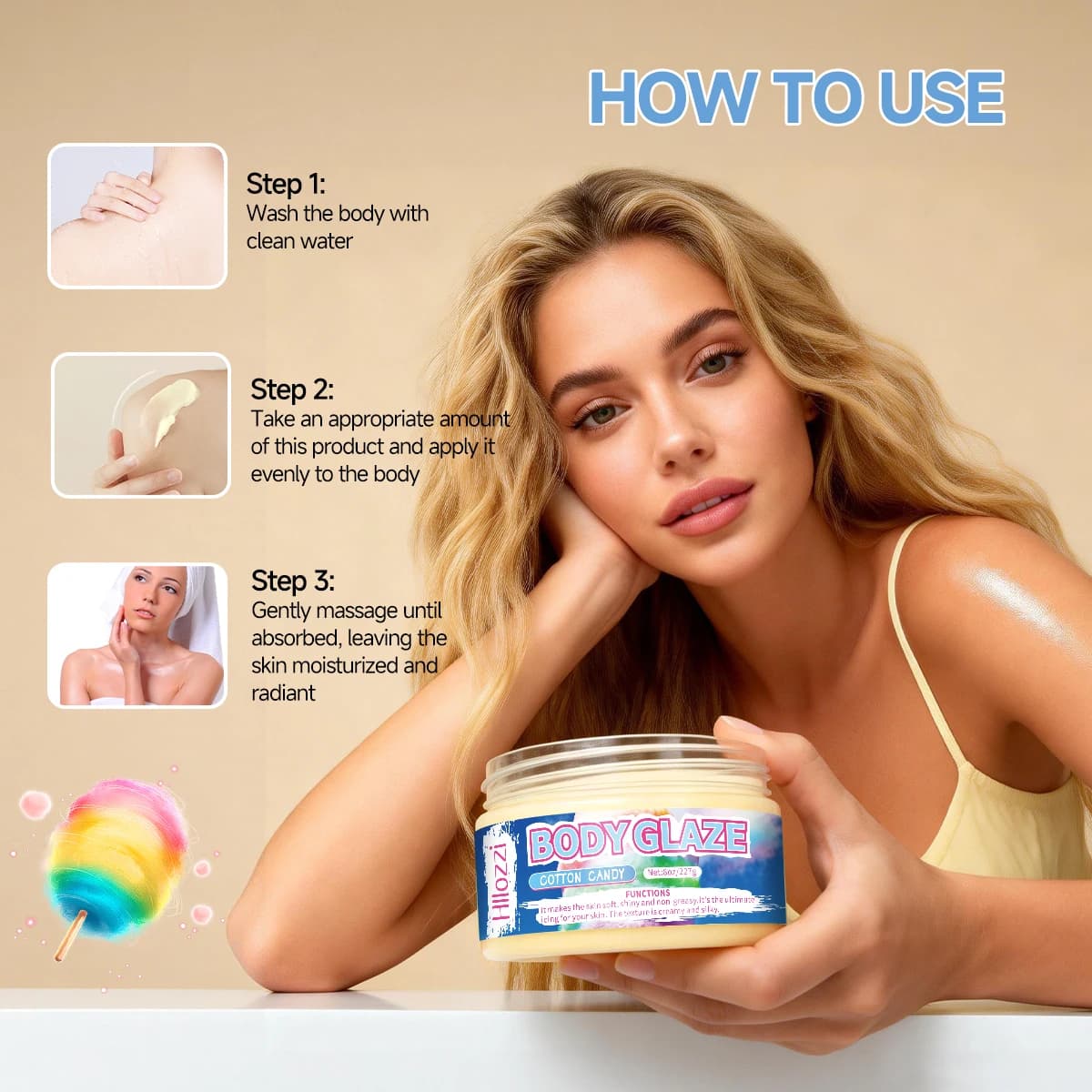 8oz 2oz body glaze marshmallow Moisturizes, protects, and repairs the skin make the skin appear lighter, brighter