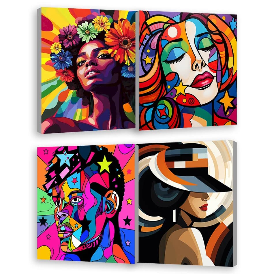 RUOPOTY 20X20cm With Frame Paint By Numbers Abstract portrait with bright colors For Beginner Picture Drawing On Canvas Wall Art