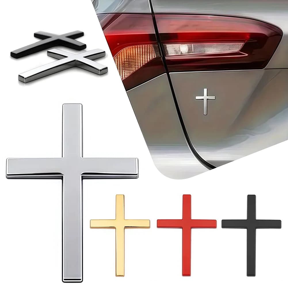 Adesivo croce cristiana Carrozzeria SUV Simboli cristiani Distintivo per auto Distintivo emblema design in metallo 3D per esterno personalizzato del veicolo