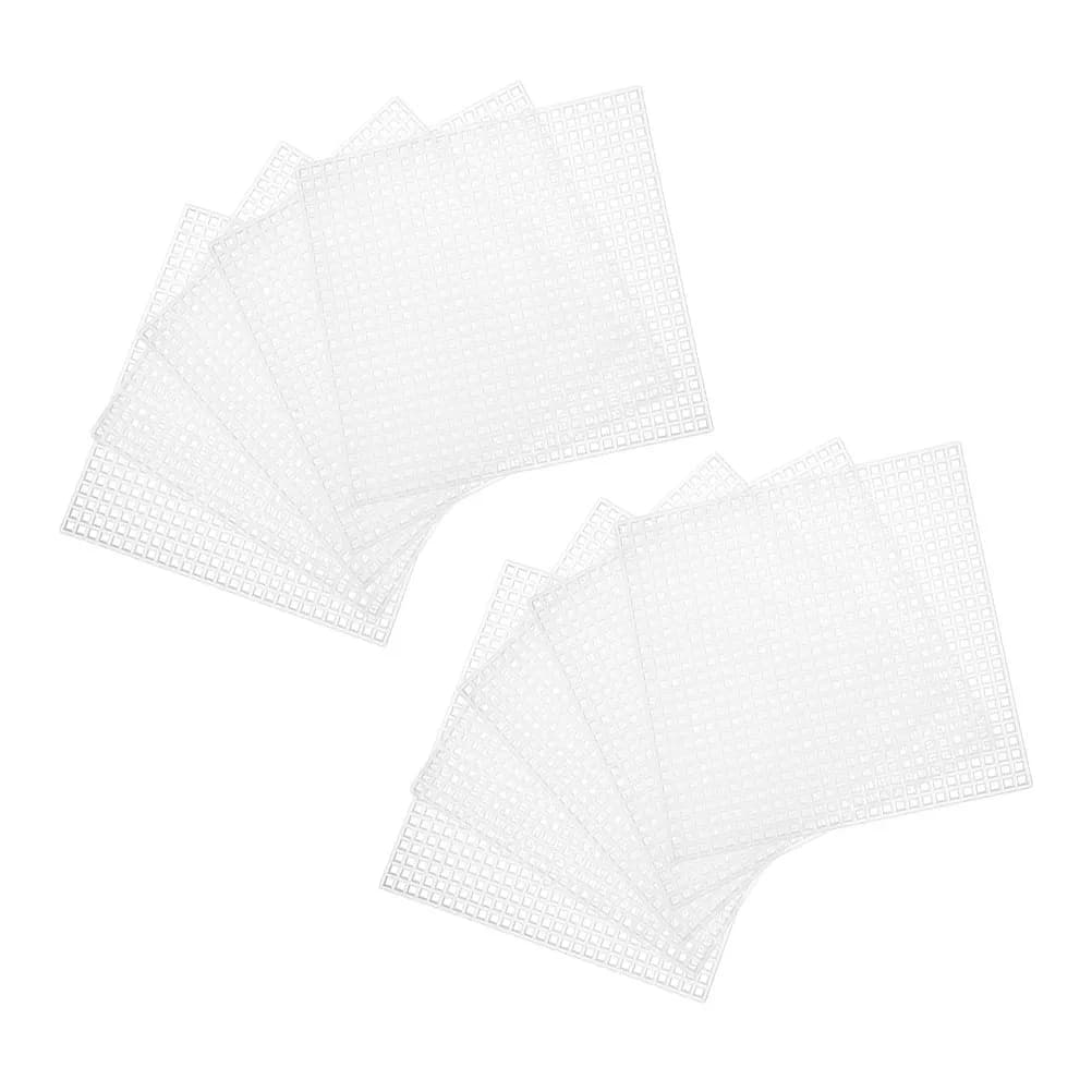 10 Pezzi di Tela in Rete Plastica Quadrata, Leggera, Resistente, Lavabile e Riutilizzabile per Lavori di Ricamo, Uncinetto e Fai-da-Te