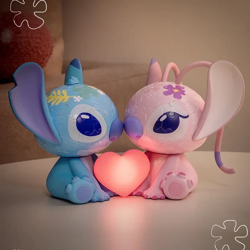 Disney 3d-Jp Lilo & Stitch 3d Puzzle Toys Anime Stitch Figurines Angel 3d Puzzle Night Light Girls Kawaii Stitch Night Lamp Gift