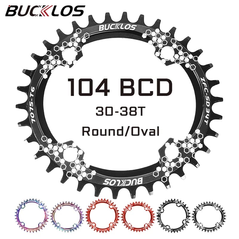 BUCKLOS 104BCD Corona per bicicletta 30T 32T 34T 36T 38T 40T 42T Ruota dentata per bicicletta ovale rotonda Corona larga stretta Parti della bici