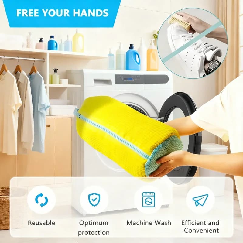 Set of 6 Bags Resistent for Washing Shoes with Brush, Protection for All Types of Footwear, Ideal for Sneakers and Casual Shoes