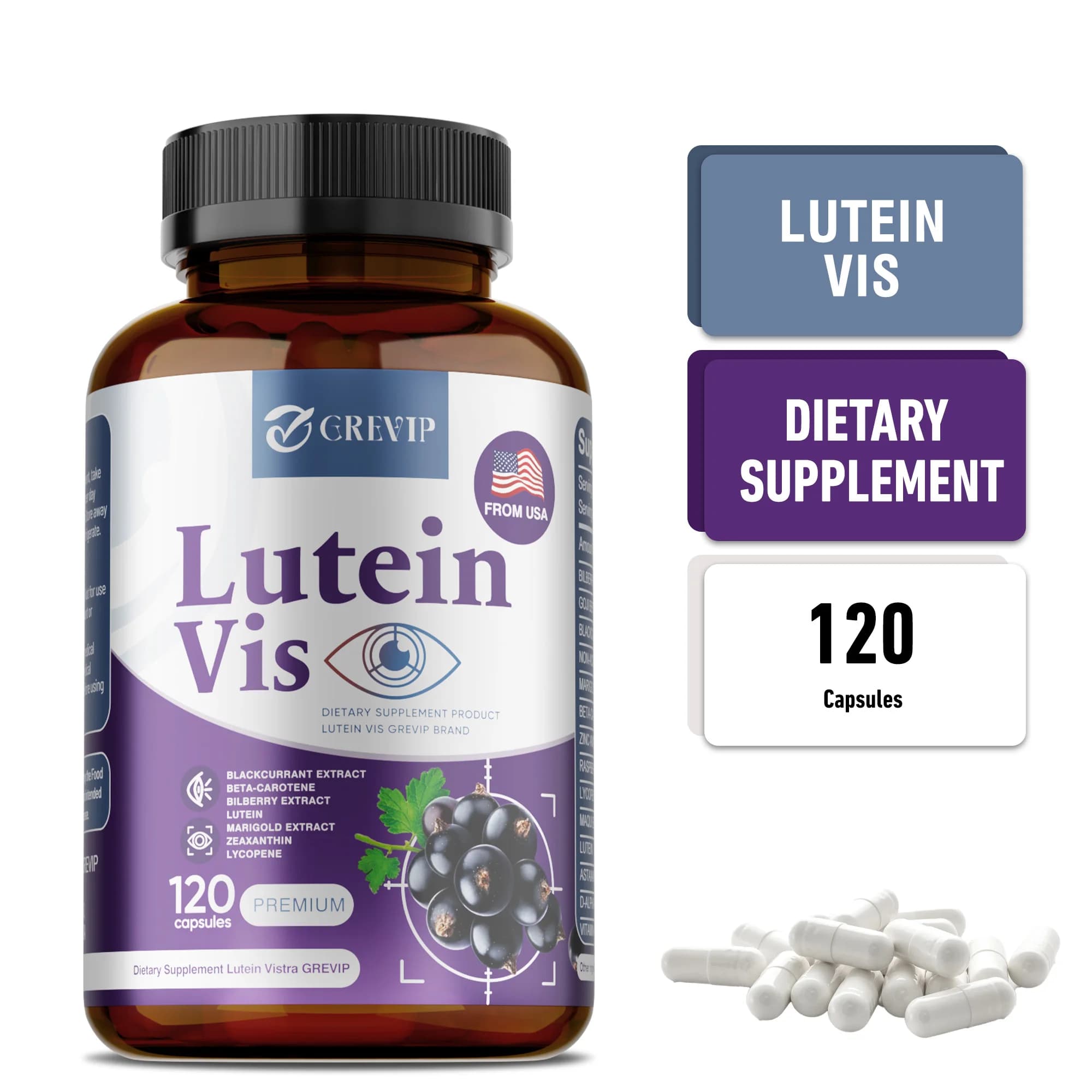 Integratori di Luteina - Contiene estratto di ribes nero per supportare la salute della vista e alleviare la secchezza oculare, non OGM