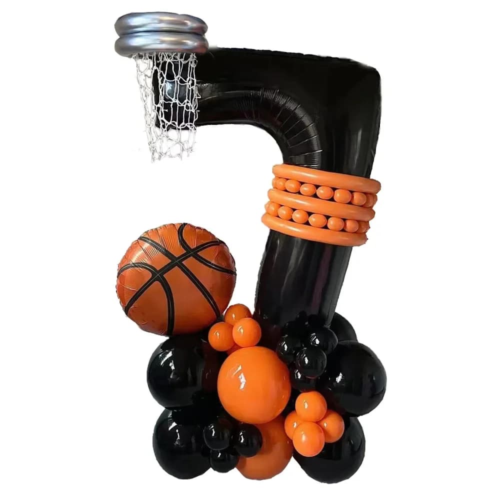 Set di 39 Palloncini a Tema Basket per Bambini, Palloncini Neri con Numeri 1-9 in Foil, Decorazioni Sportive NBA All-Star per Feste di Compleanno