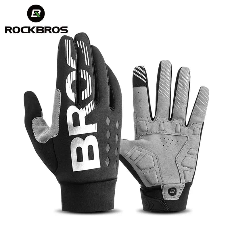 ROCKBROS Cycling Gloves Touch Screen Waterproof MTB Bicycle Gloves Hot Thermal Gloves for Motorcycle Winter Autumn Sports Equipment