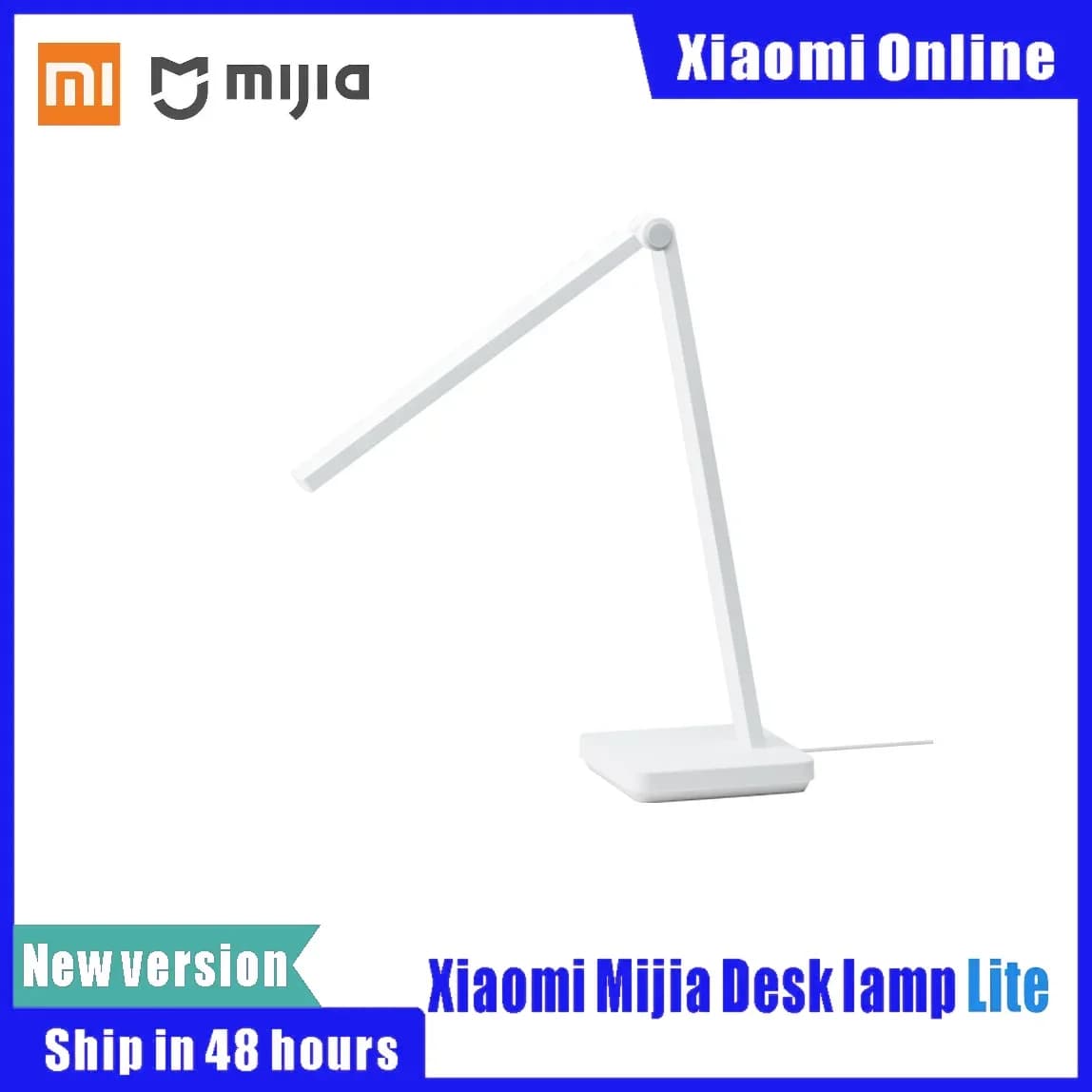Xiaomi Mijia Lite Table Lamp with Touch Switch, Without Butterfly, Eye Protection, Dimmable LED Light for Reading, USA Plug, Orientable Light
