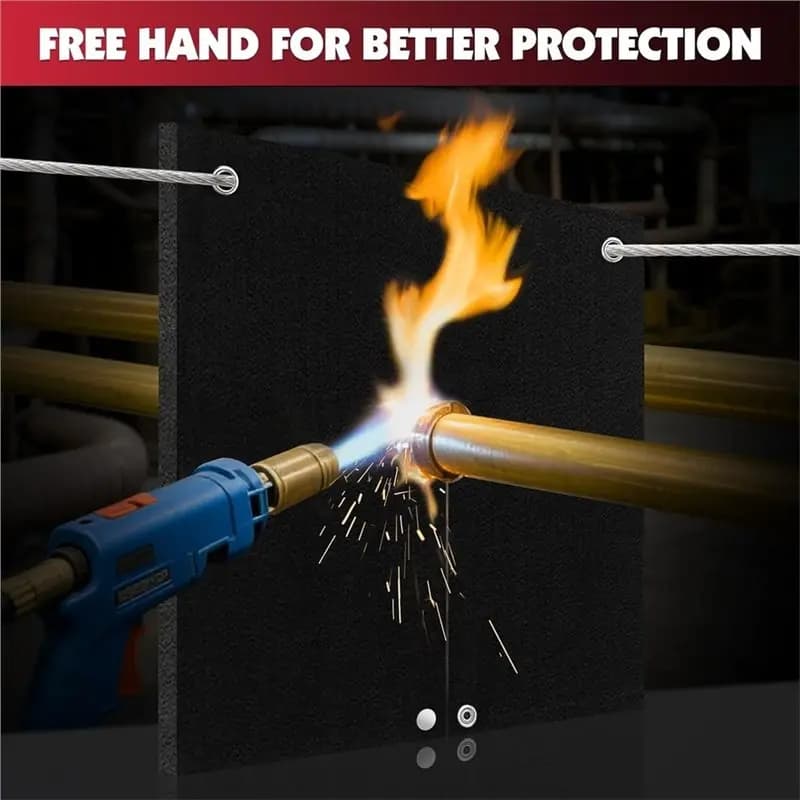 -[Retail TX] Fireproof For Torch Flame Protection 2 Packs HVAC Tools Welding Blanket Brazeing Heat Shield 5Mm