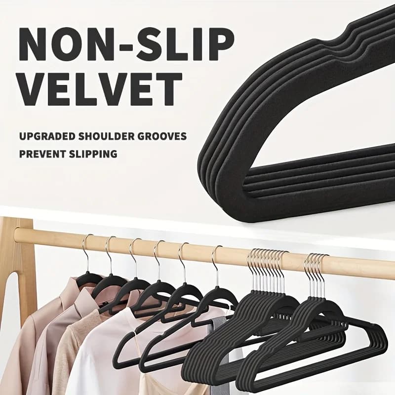 Appendiabiti in velluto premium antiscivolo con barra portacravatte e rotazione a 360° ° Ganci girevoli: salvaspazio e resistenti