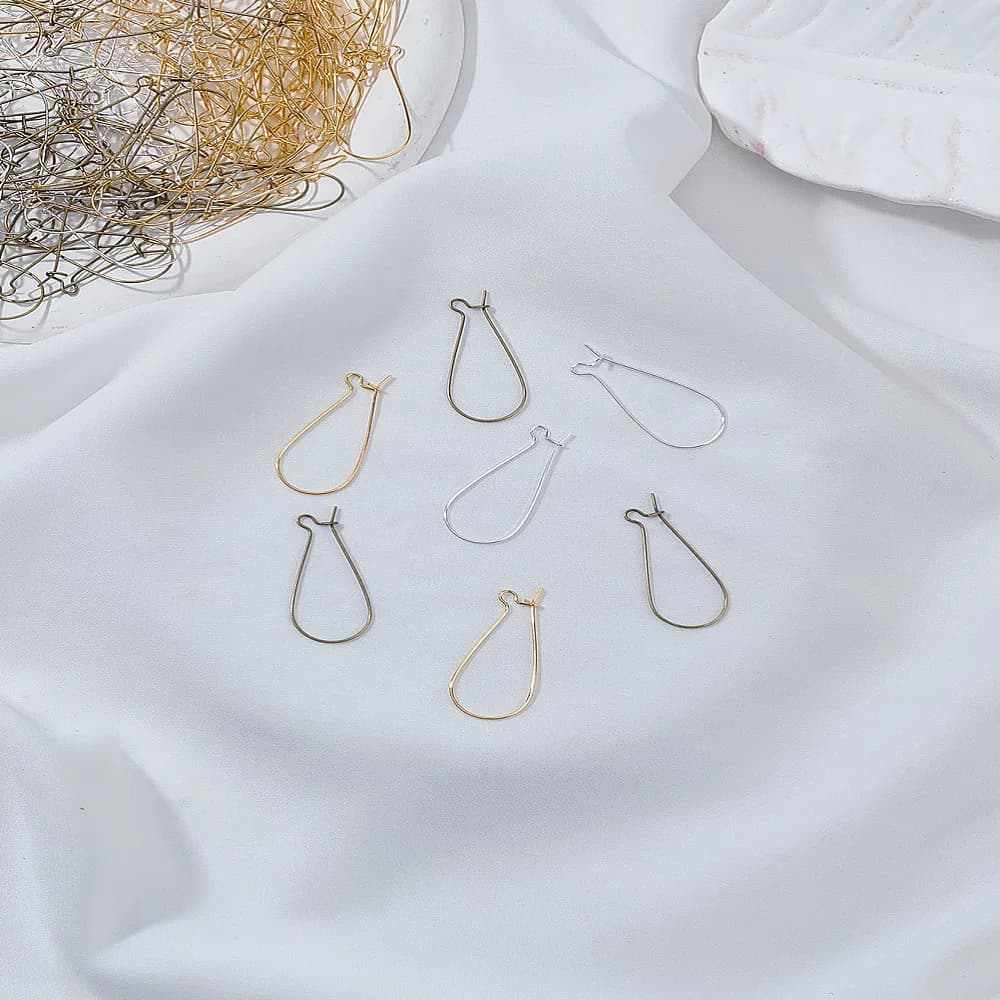 Iron Hoop Earring Findings Kidney Ear Wire Mixed Color 38x16.5x3mm Pin: 0.9mm