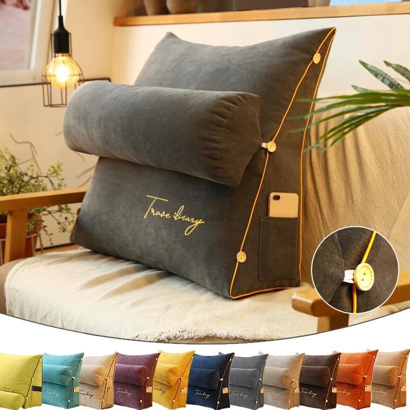 Morbido cuscino da lettura a triangolo con poggiatesta, cuscino posteriore in peluche per alleviare il dolore, divano letto, sedia, cuscino in vita, cuscino lombare per la casa