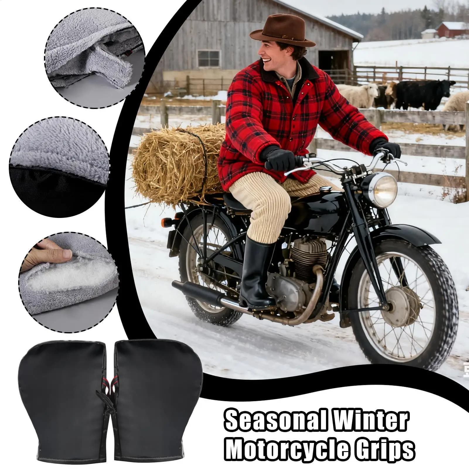 Guanti da manubrio per bici Guanti protettivi caldi antivento Guanti da scooter impermeabili per moto da equitazione Mountain bike da strada