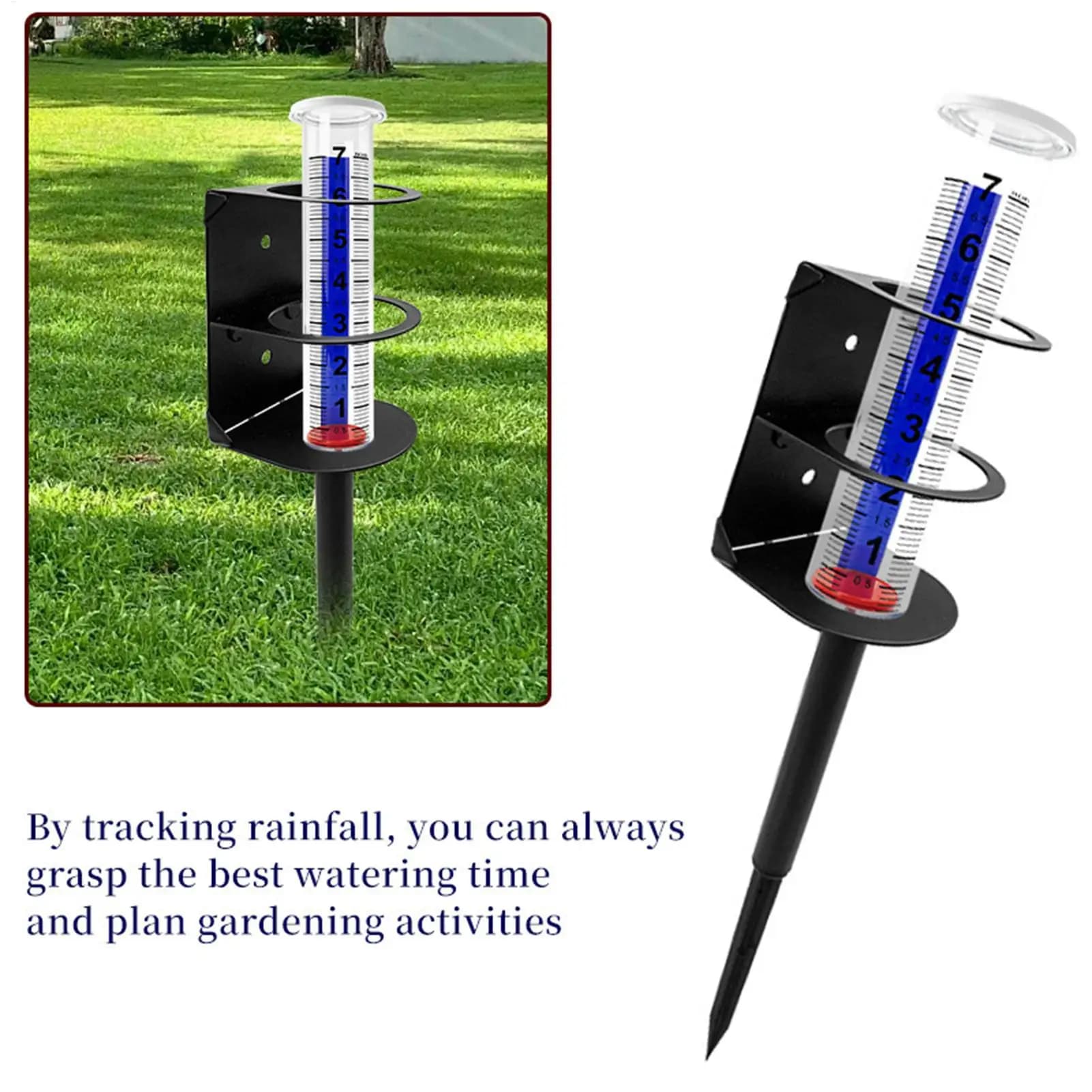 External Precision Pressure Gauge with Metal Support for Garden Weather Monitoring and Precipitation Monitoring
