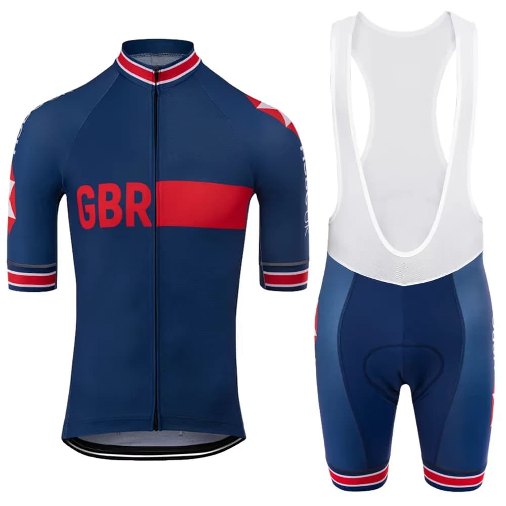 Men's Knit Set Cycling Great Britain Clothing Cycling National Team UK Complete Men MTB Road Bike T-shirt and Salopette Cycling