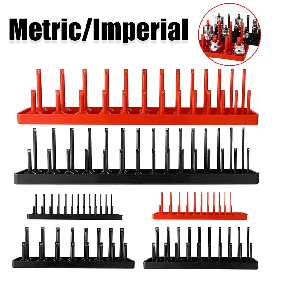 3/6 pezzi supporto per manicotto in plastica presa imperiale metrica vassoio presa organizzatore casa strumento rack vassoio per presa da 1/2 pollici 3/8 pollici 1/4 pollici