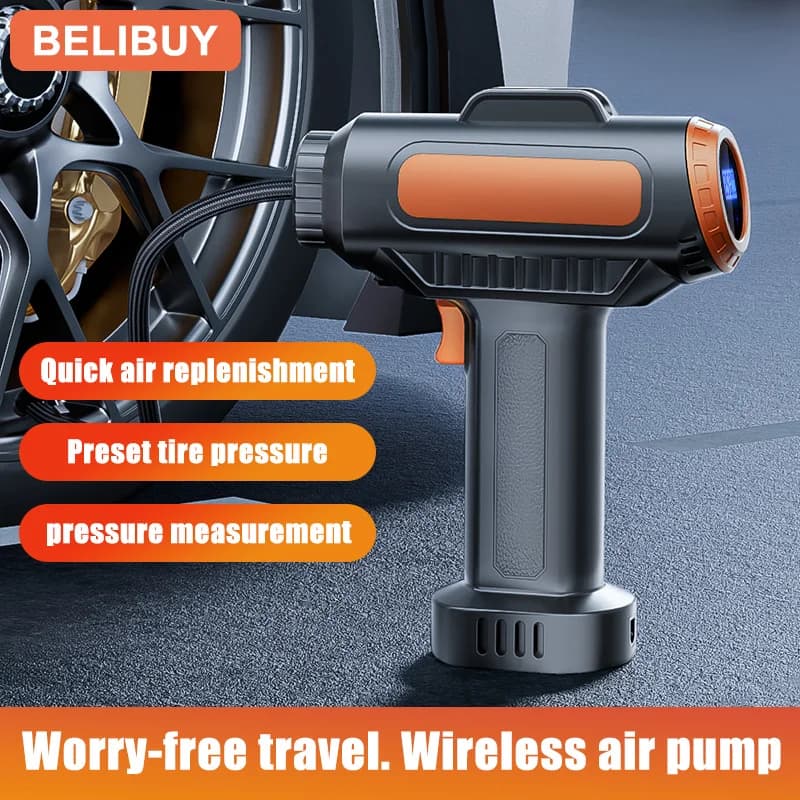 BELIBUY Pompa di Gonfiaggio per Pneumatici Elettrica per Auto Senza Fili per Moto Bicicletta Barca AUTO Pneumatico Palla Gonfiabile Strumenti Automotive