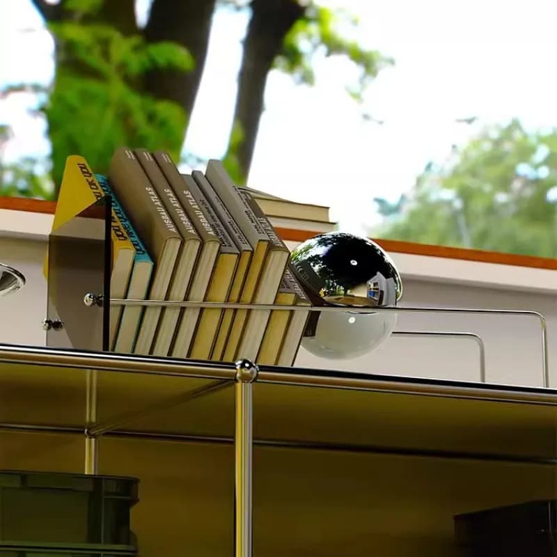 Fermalibri in acrilico trasparente con base in acciaio inossidabile, organizer da scrivania moderno, supporto per libri creativo in metallo, scaffale minimalista