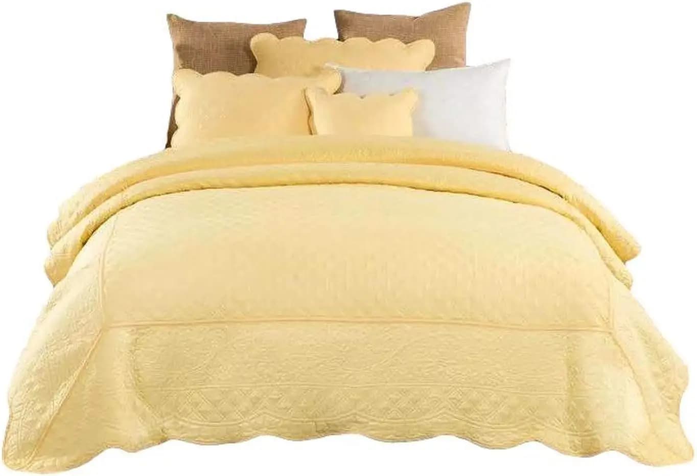 Set Quilted Yellow Buttercup Puffs, Single Size, Soft and Comfortable