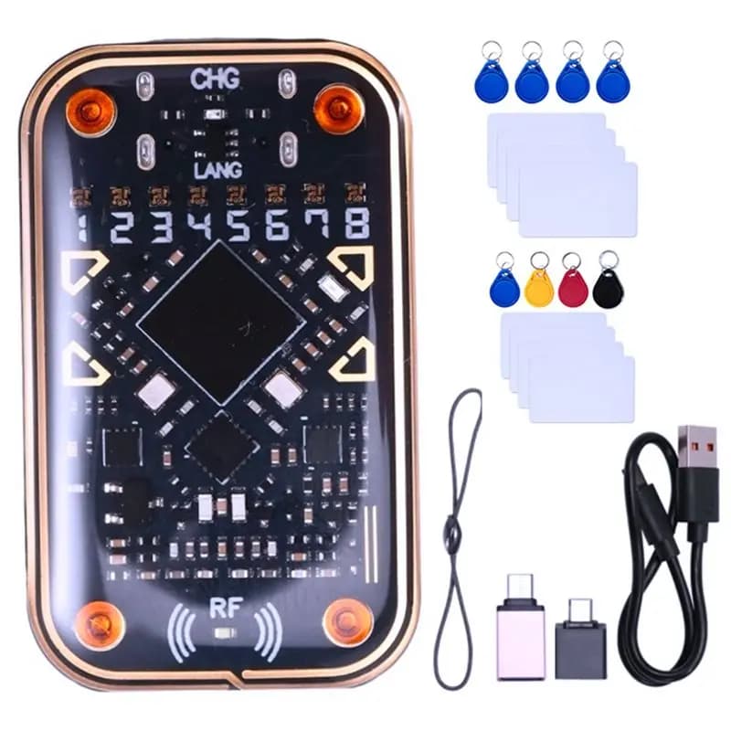 [NEW A09R!】 Chameleon V2.0 RFID Smart Chip Reader Emulator+16PCS UID/CUID Keychain Card 125Khz 13.56Mhz Card Decode NFC Duplicat