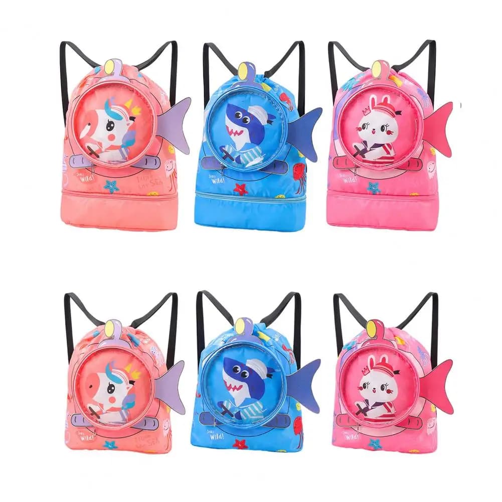 Borsa da bagno per bambini vestiti bagnati e asciutti con scarpe occhiali borse portaoggetti borsa zaino cartone animato stampato custodia sportiva impermeabile