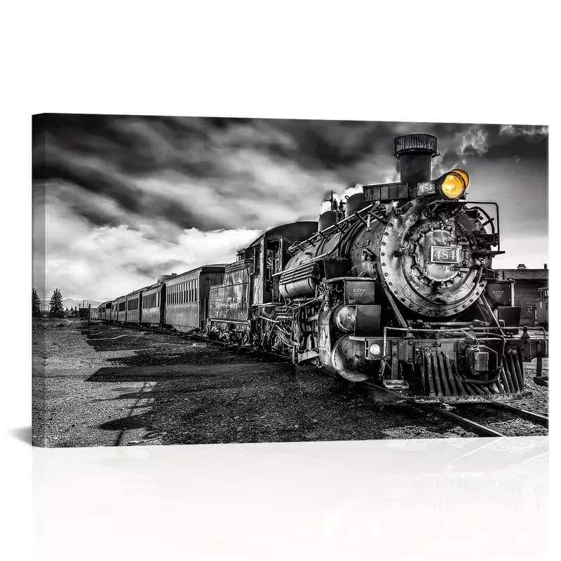 Poster e stampe del treno a vapore in bianco e nero Pittura su tela Immagine di arte della parete per soggiorno Decorazioni per la casa Cuadros Senza cornice