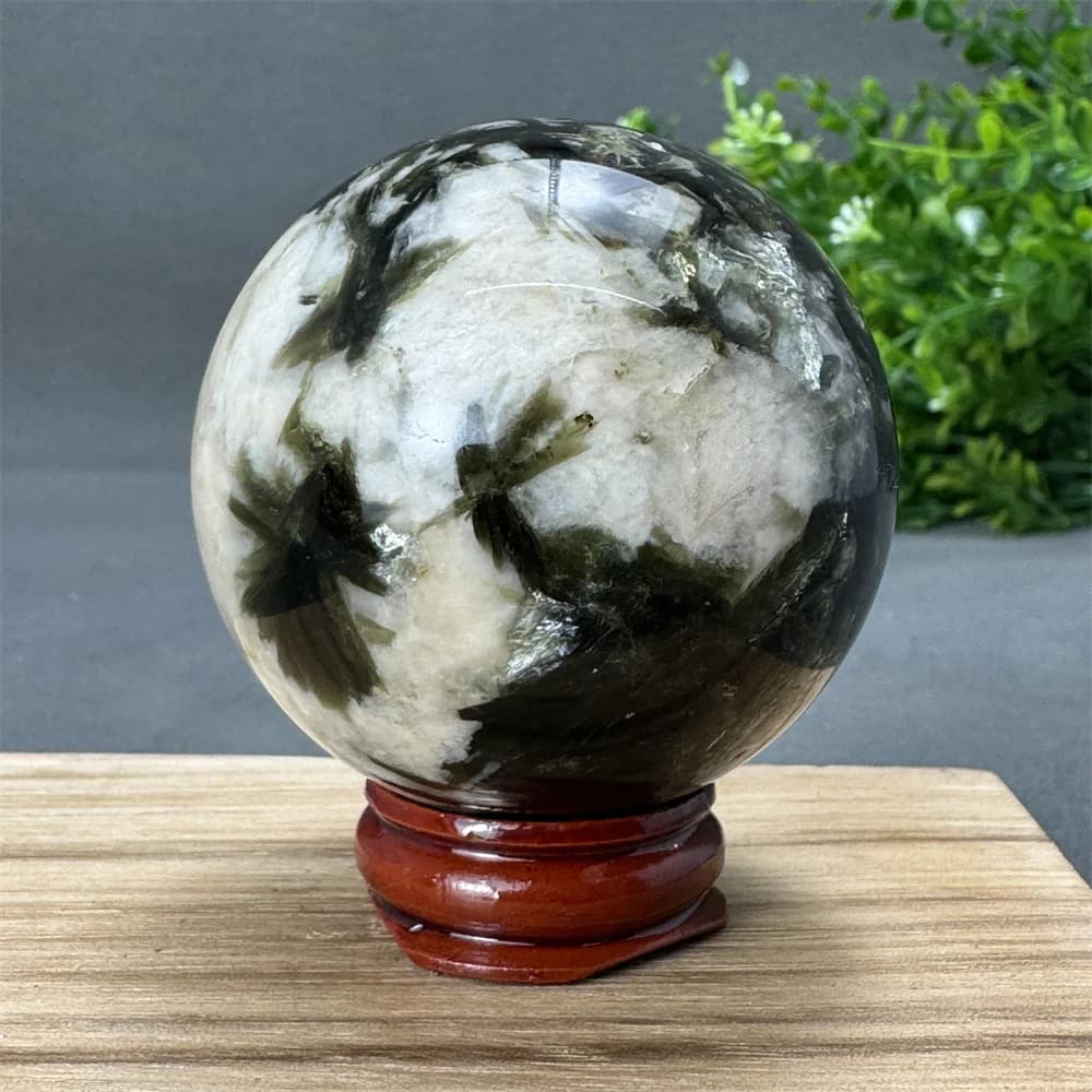 Sfera di cristallo di Mica verde naturale quarzo minerale Flash meditazione Reiki guarigione energetica divinazione decorazione della casa regalo + Base