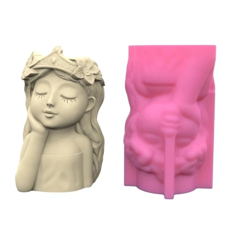 Pen Holder Flower Pot Silicone Mold Crown Girls Epoxy Resin Mold DIY Decoration Tools Planter Making Supplies