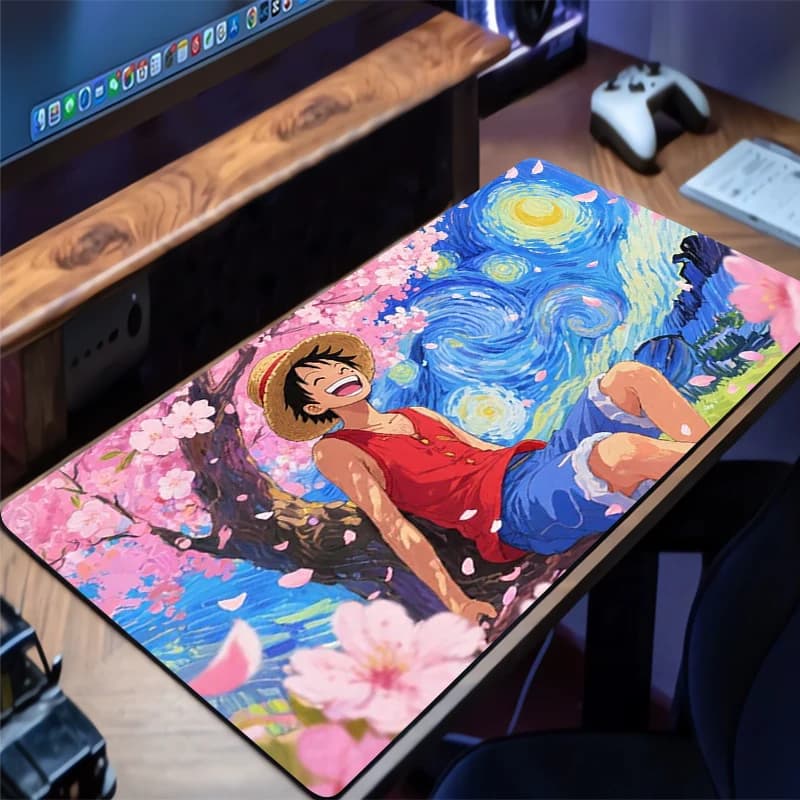Tappetino per mouse One Piece Luffy Accessori da gioco Tappetino per tastiera del computer Tappetino per mouse Cherry Blossom specifico per giochi e-sport