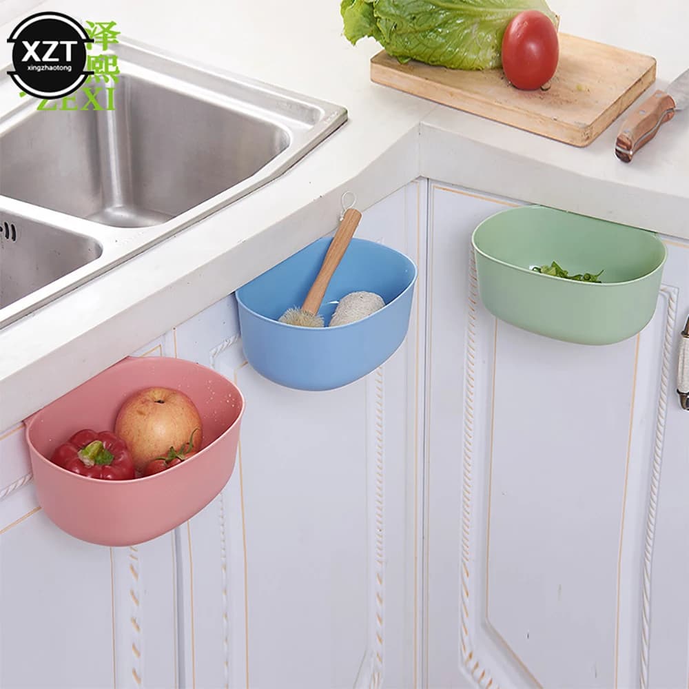 Porta dell'armadio da cucina appesa pattumiera in plastica scatola di immagazzinaggio cestino della spazzatura utensile da cucina bidone dei rifiuti strumenti per la pulizia della casa