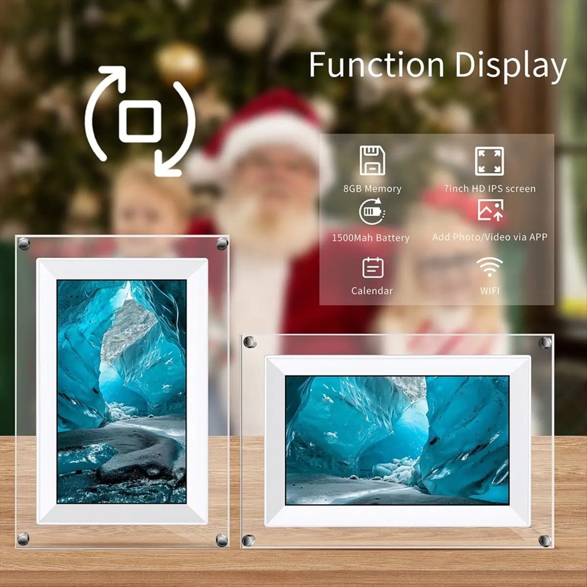 Y65A New 7-Inch Transparent Acrylic Digital Photo Frame Video Picture Music Player Electronic Photo Frame WIFI 8G