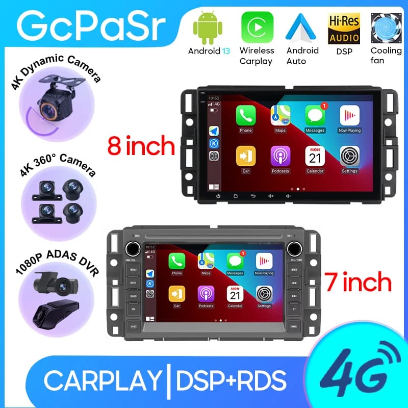 Autoradio Carplay Lettore Android Per Chevrolet Silverado Impala GMC Yukon Acadia Sierra Navigazione GPS 5G Wifi Video No 2din DVD