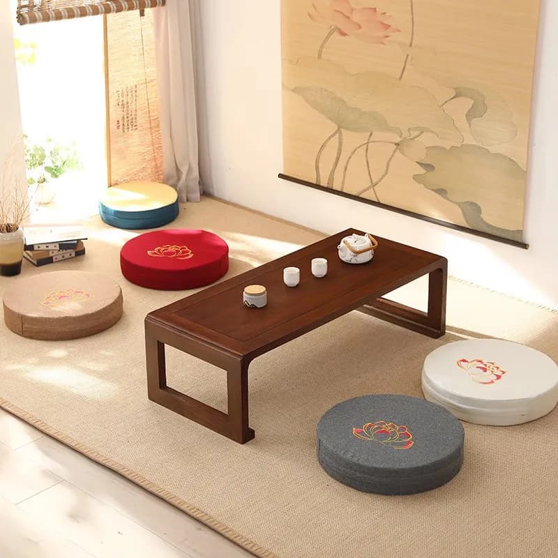 Thickened Linen Meditation Floor Cushion for Kneeling Yoga Tatami Removable Washable Cover Hard Support Serious Meditators