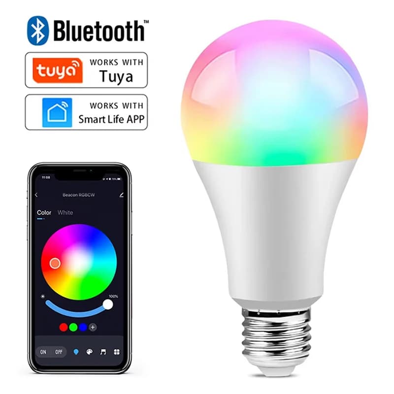 Lampadine LED RGB Smart WiFi Bluetooth con App Tuya, Sincronizzazione Musicale, Dimmerabili, Colorate RGB+CCT E27 per Illuminazione Decorativa Camera da Letto e Feste