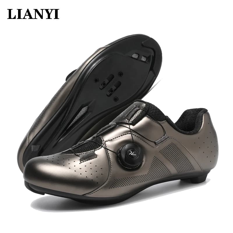 LIANYI 2026 Nuove Scarpe da Ciclismo per Bici da Strada/Montagna, in Pelle, Autobloccanti, Sistema di Pedalata SPD ad Asciugatura Rapida, Scarpe da Allenamento Fuoristrada