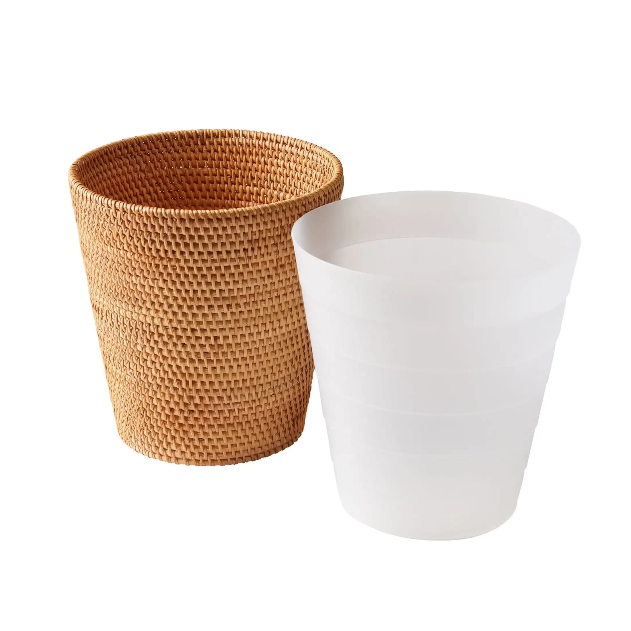 Cestino per rifiuti da bagno in rattan, rivestimento rimovibile per una facile pulizia