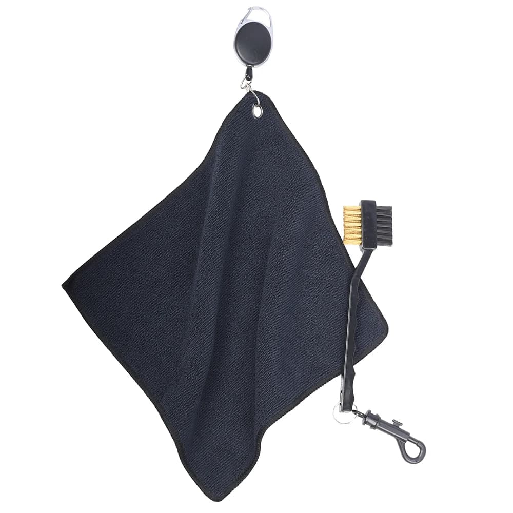 Square golf towel 25 * 25 cm Square towel easy to pull Microfiber rope towel with golf brush
