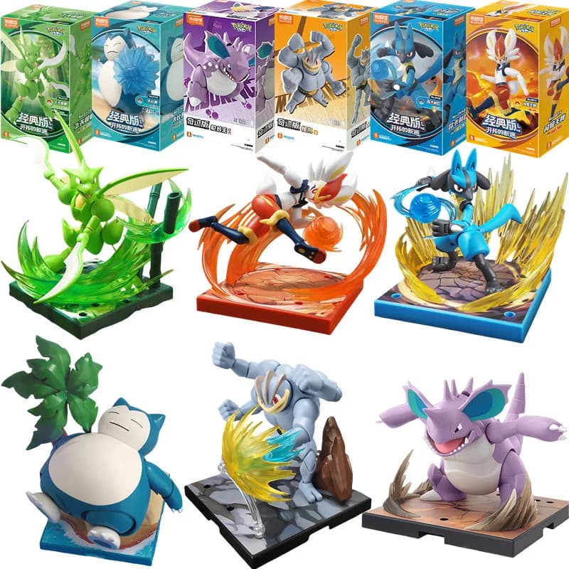 Blokees Pokemon Adventure Prologue Snorlax Cinderace Scyther Lucario Monster Action Figure Model Assembling Toys Birthday Gifts